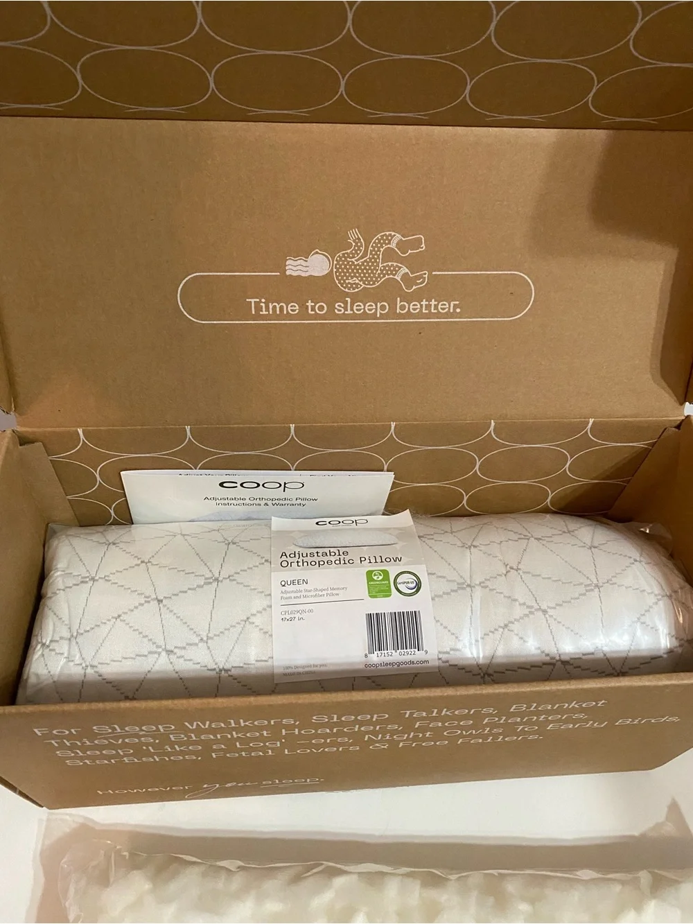 Coop Home Goods Original Adjustable Pillow, Queen Size Bed Pillow for Sleeping,